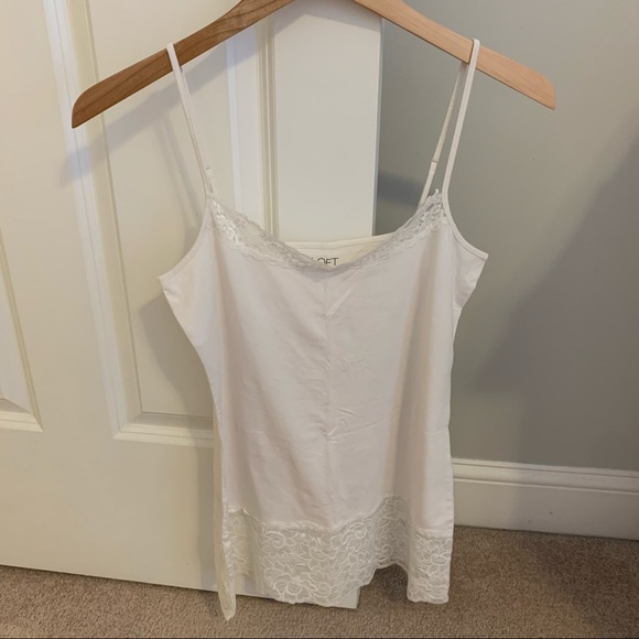 LOFT White Lace Trimmed Camisole Adjustable Straps - Picture 1 of 2